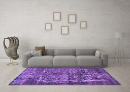Machine Washable Oriental Purple Industrial Area Rugs in a Living Room, wshurb1017pur