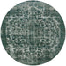 Round Machine Washable Industrial Modern Light Slate Gray Rug, wshurb1017