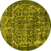 Round Oriental Yellow Industrial Rug, urb1017yw