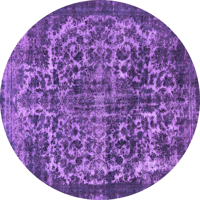 Round Machine Washable Oriental Purple Industrial Area Rugs, wshurb1017pur