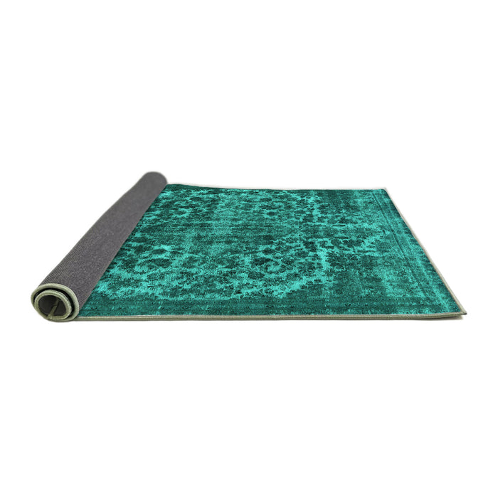 Sideview of Oriental Turquoise Industrial Rug, urb1017turq