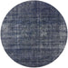 Round Machine Washable Industrial Modern Dark Slate Blue Rug, wshurb1018