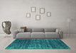 Machine Washable Oriental Turquoise Industrial Area Rugs in a Living Room,, wshurb1018turq