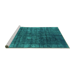 Sideview of Machine Washable Oriental Turquoise Industrial Area Rugs, wshurb1018turq