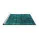 Sideview of Machine Washable Oriental Turquoise Industrial Area Rugs, wshurb1018turq