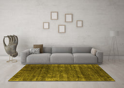 Machine Washable Oriental Yellow Industrial Rug in a Living Room, wshurb1018yw