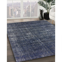 Mid-Century Modern Dark Slate Blue Oriental Rug, urb1018