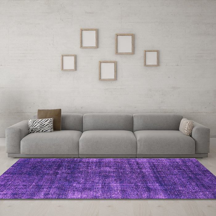 Machine Washable Oriental Purple Industrial Area Rugs in a Living Room, wshurb1018pur