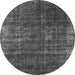 Round Oriental Gray Industrial Rug, urb1018gry