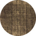 Round Oriental Brown Industrial Rug, urb1018brn