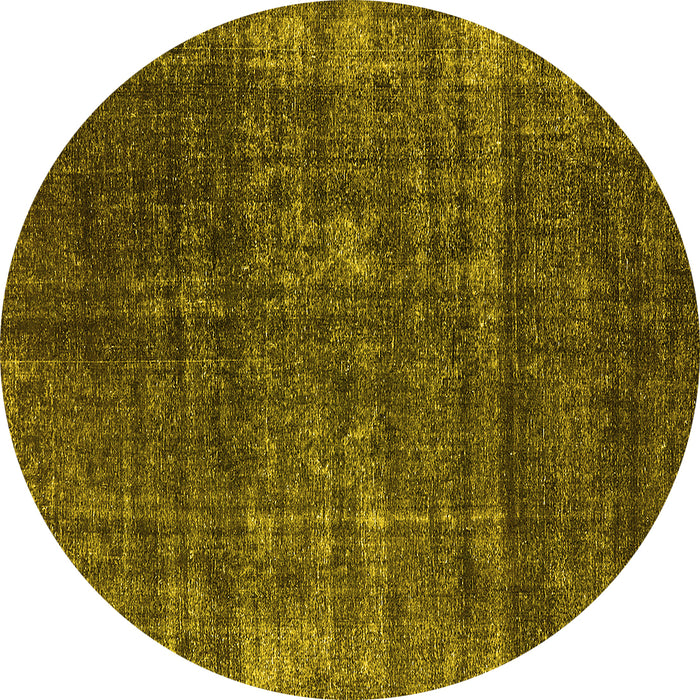 Round Oriental Yellow Industrial Rug, urb1018yw