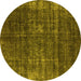 Round Oriental Yellow Industrial Rug, urb1018yw