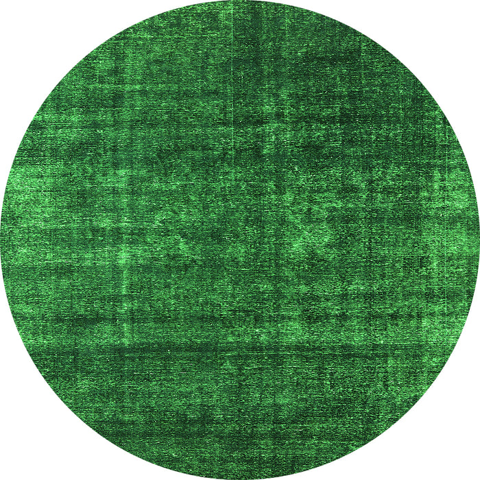Round Oriental Green Industrial Rug, urb1018grn