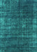 Machine Washable Oriental Turquoise Industrial Area Rugs, wshurb1018turq