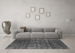Machine Washable Oriental Gray Industrial Rug in a Living Room,, wshurb1018gry