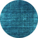 Round Oriental Light Blue Industrial Rug, urb1018lblu