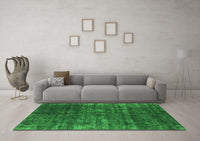 Machine Washable Oriental Green Industrial Rug, wshurb1018grn