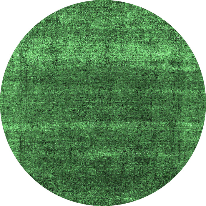 Round Oriental Emerald Green Industrial Rug, urb1019emgrn