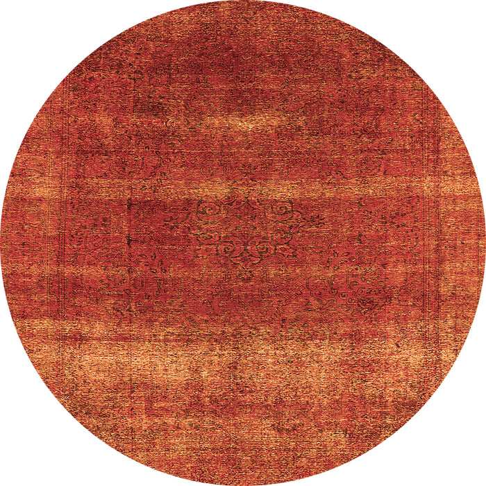 Round Oriental Orange Industrial Rug, urb1019org