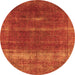 Round Oriental Orange Industrial Rug, urb1019org