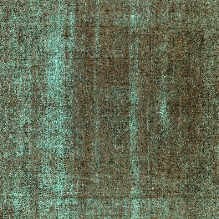 Square Oriental Turquoise Industrial Rug, urb1019turq