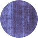 Round Oriental Blue Industrial Rug, urb1019blu