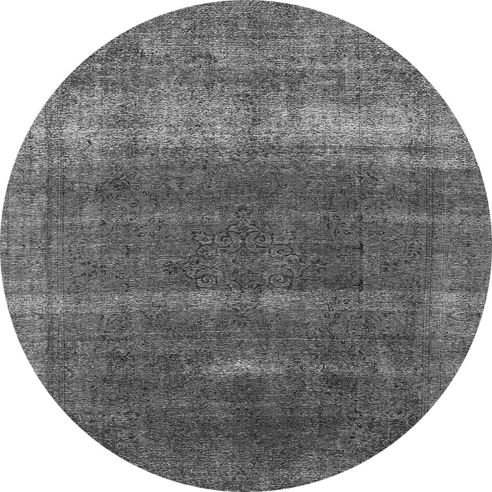Round Oriental Gray Industrial Rug, urb1019gry