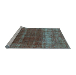 Sideview of Machine Washable Oriental Light Blue Industrial Rug, wshurb1019lblu