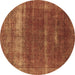 Round Oriental Brown Industrial Rug, urb1019brn