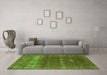 Machine Washable Oriental Green Industrial Area Rugs in a Living Room,, wshurb1019grn