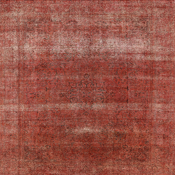 Square Mid-Century Modern Orange Oriental Rug, urb1019