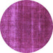 Round Oriental Purple Industrial Rug, urb1019pur