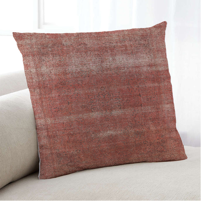 Lifestyle Image of Mid-Century Modern Urban Square Orange Throw Pillow, 18 inch by 18 inch, pwurb1019