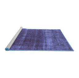 Sideview of Machine Washable Oriental Blue Industrial Rug, wshurb1019blu