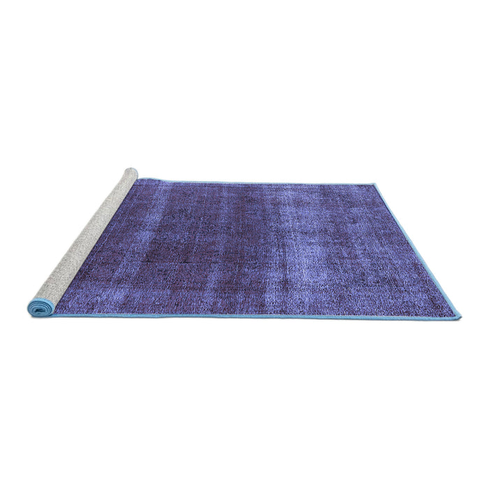 Sideview of Machine Washable Oriental Blue Industrial Rug, wshurb1019blu
