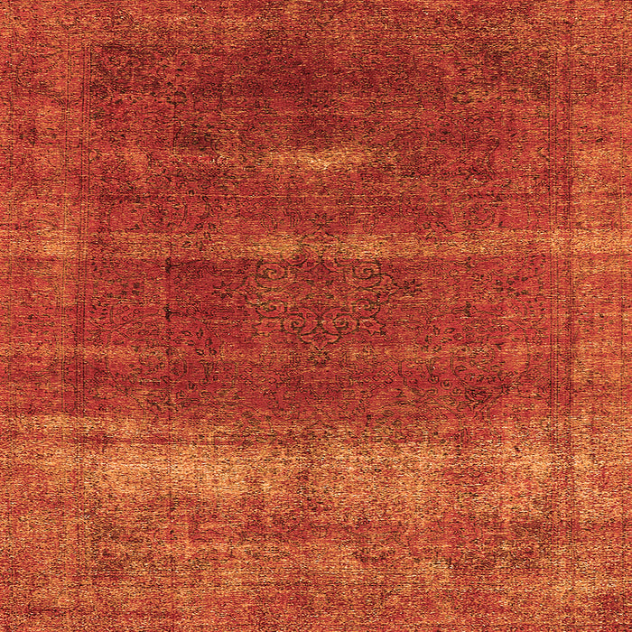 Square Machine Washable Oriental Orange Industrial Area Rugs, wshurb1019org