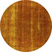 Round Oriental Yellow Industrial Rug, urb1019yw