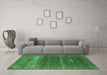 Machine Washable Oriental Emerald Green Industrial Area Rugs in a Living Room,, wshurb1019emgrn