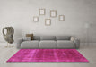Machine Washable Oriental Pink Industrial Rug in a Living Room, wshurb1019pnk