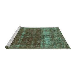 Sideview of Machine Washable Oriental Turquoise Industrial Area Rugs, wshurb1019turq