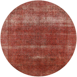 Round Mid-Century Modern Orange Oriental Rug, urb1019