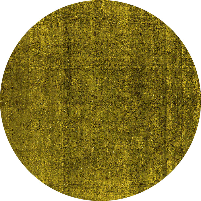 Round Oriental Yellow Industrial Rug, urb1020yw