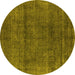 Round Oriental Yellow Industrial Rug, urb1020yw