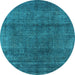 Round Oriental Light Blue Industrial Rug, urb1020lblu