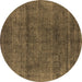 Round Oriental Brown Industrial Rug, urb1020brn