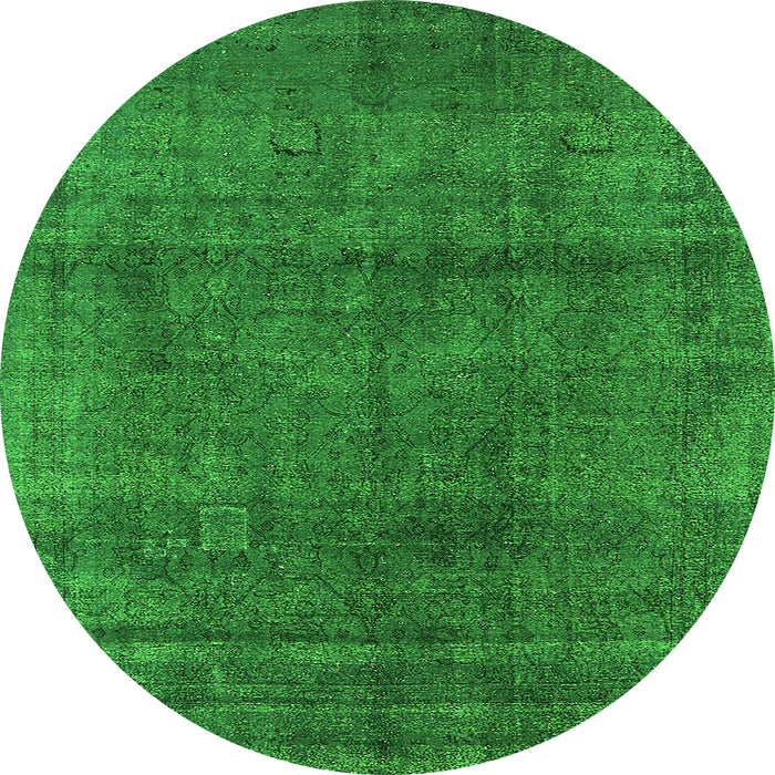 Round Machine Washable Oriental Green Industrial Area Rugs, wshurb1020grn