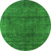 Round Machine Washable Oriental Green Industrial Area Rugs, wshurb1020grn