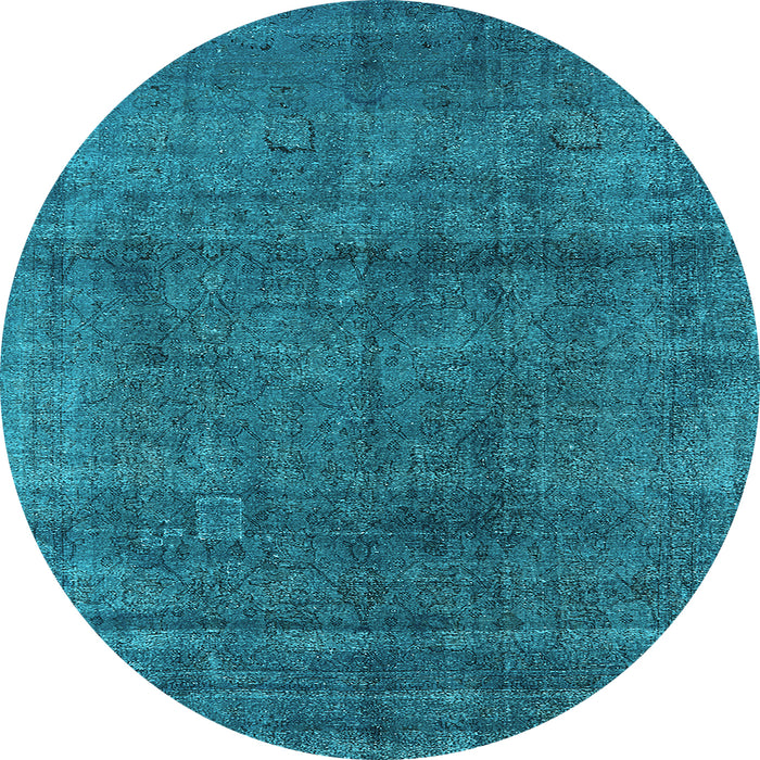 Round Machine Washable Oriental Light Blue Industrial Rug, wshurb1020lblu