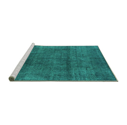 Sideview of Machine Washable Oriental Turquoise Industrial Area Rugs, wshurb1020turq