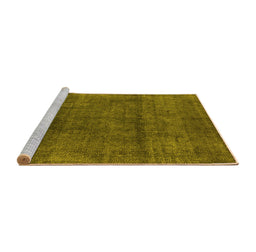 Sideview of Machine Washable Oriental Yellow Industrial Rug, wshurb1020yw